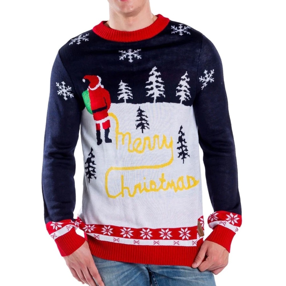 Men’s tipsy elves XXL Santa ugly sweater
